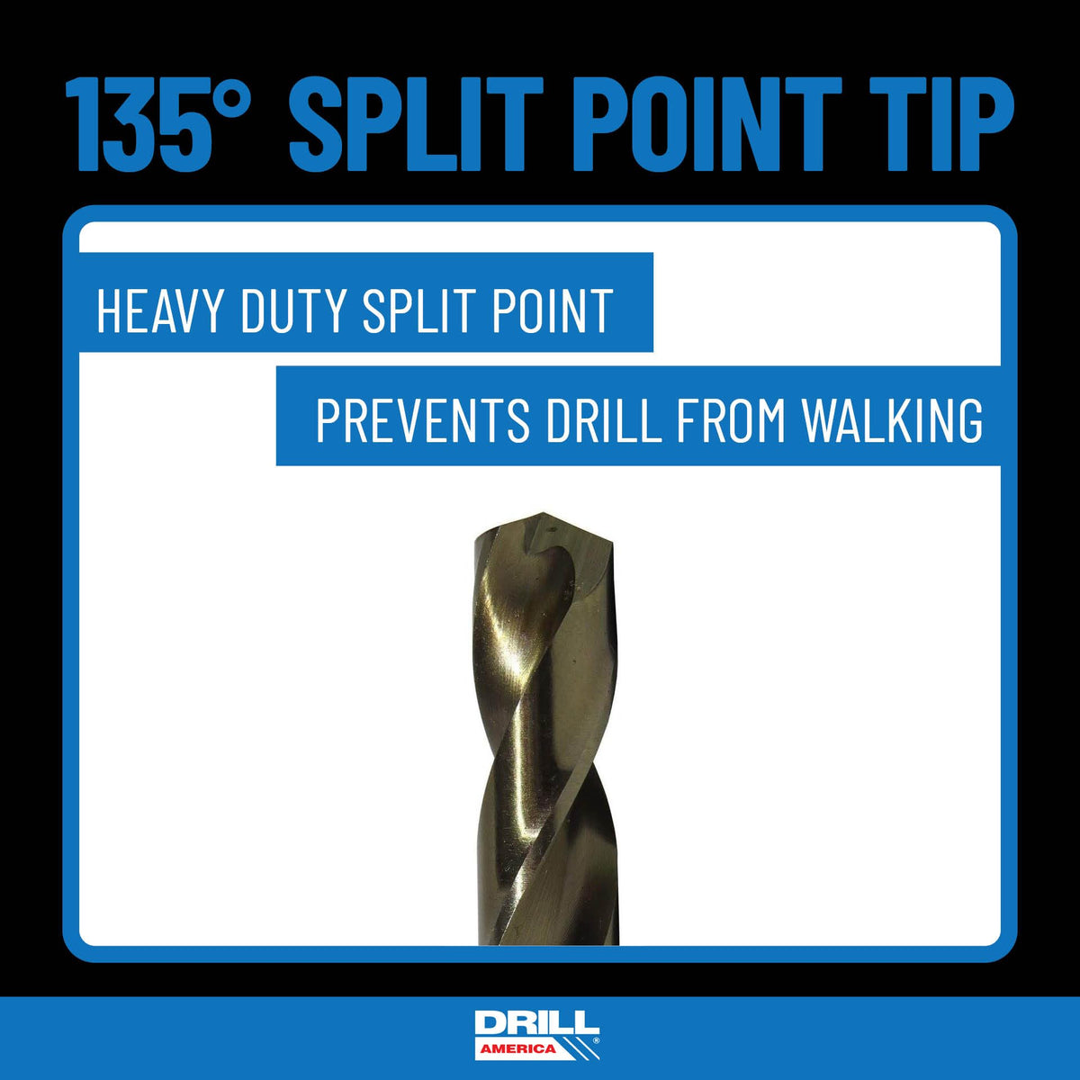 Drill America DWD29J-CO-PC 135-degree split point improves precision