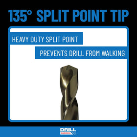 Drill America DWD29J-CO-PC 135-degree split point improves precision