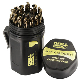 Drill America DWD29J-CO-PC round case with cobalt drill bits organized
