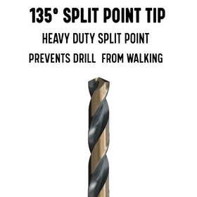 Drill America KFD black and gold surface on HSS for durability.
