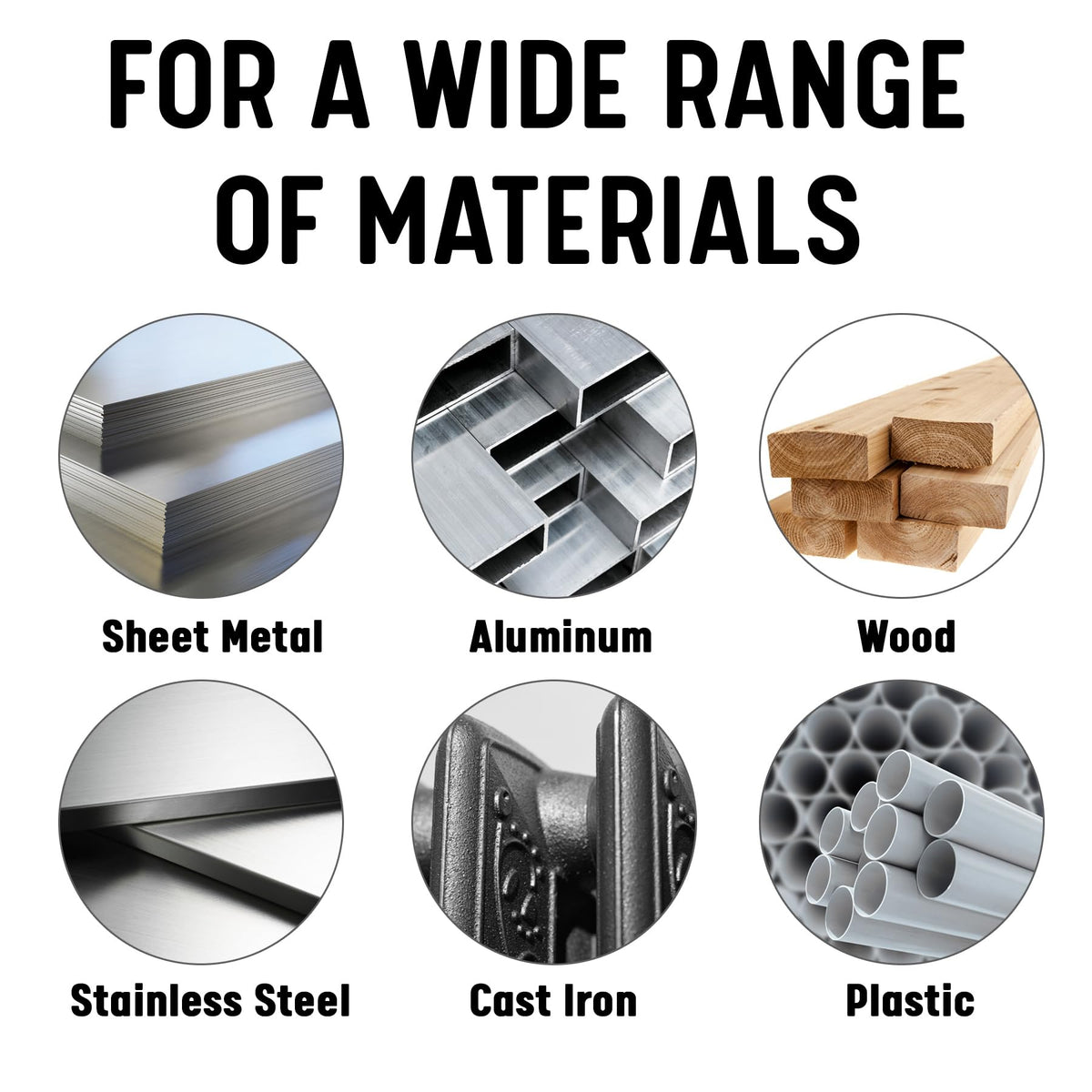 Pack of six versatile bits for wood and metal.