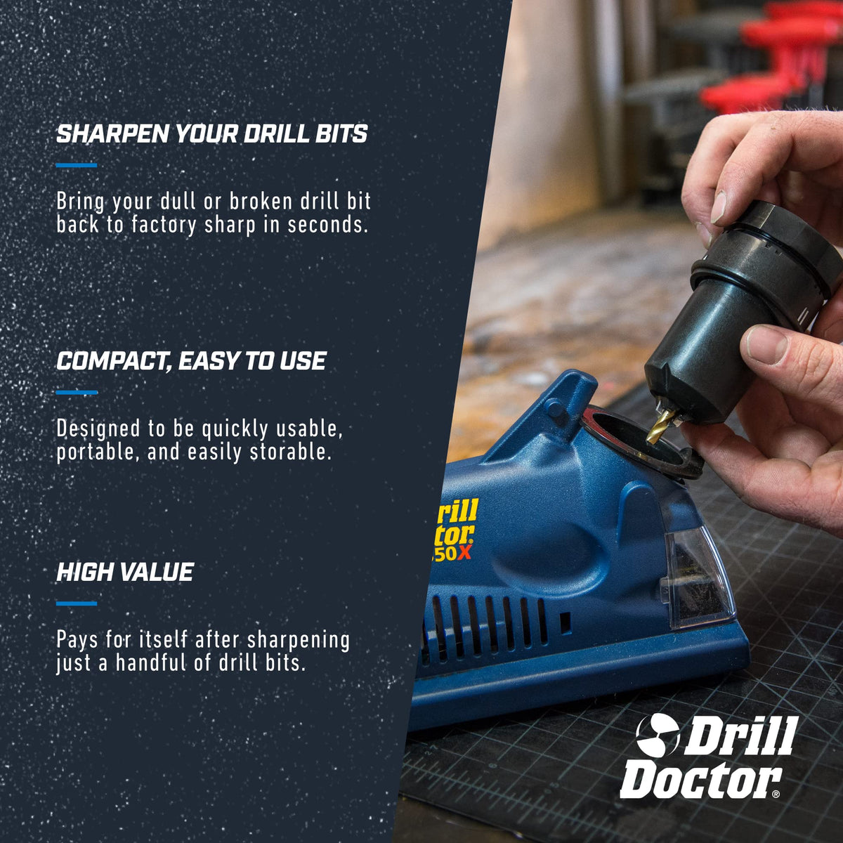 DD350X chuck rotation setup shows quick, repeatable 118° sharpening angle.