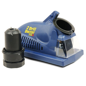 Drill Doctor DD350X portable electric sharpener on a compact workbench.