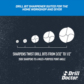 Drill Doctor DD350X 6-foot power cord enables flexible bench work.