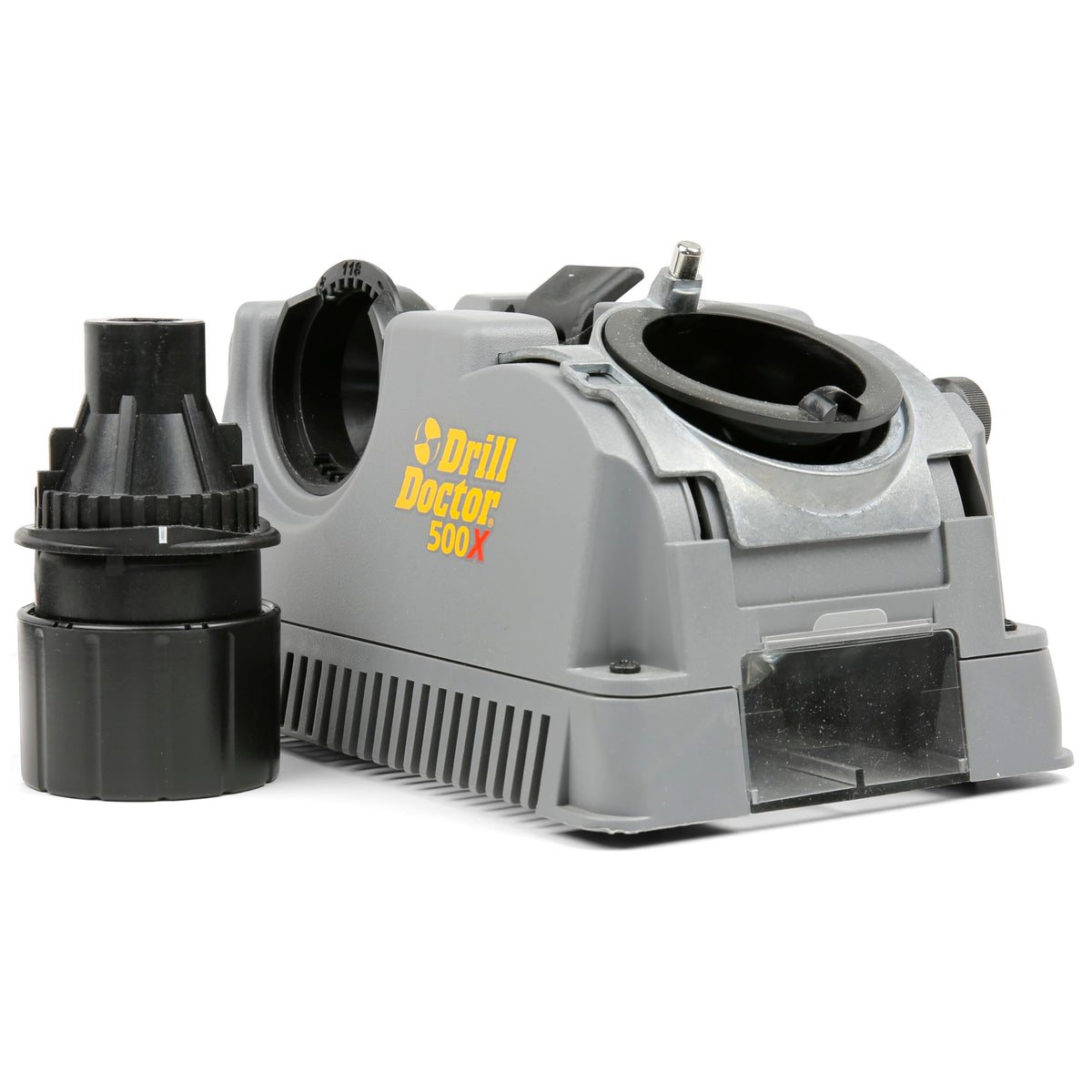 Drill Doctor DD500X sharpener sharpens twist bits from 3/32 inch to 1/2 inch with precision.
