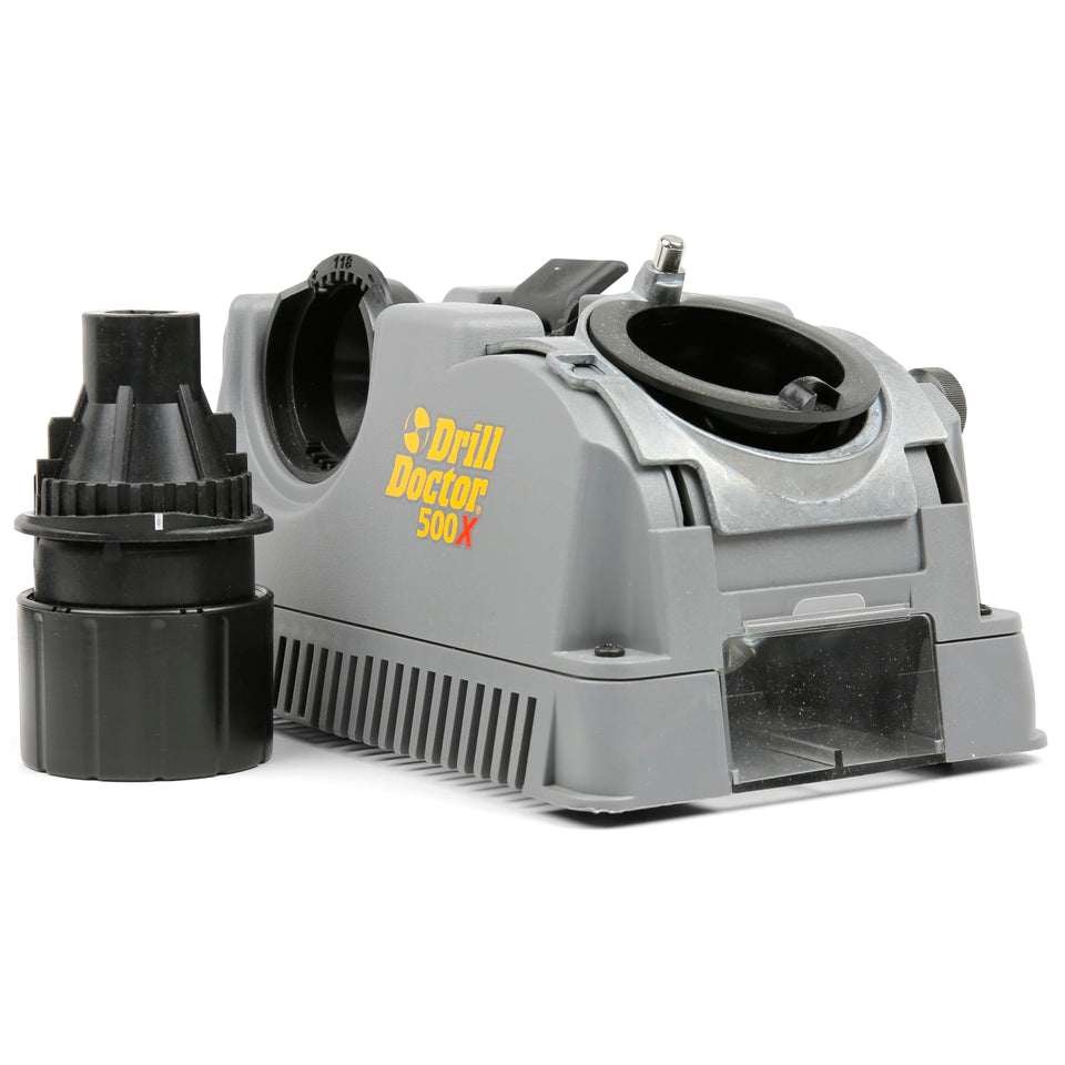 Drill Doctor DD500X sharpener sharpens twist bits from 3/32 inch to 1/2 inch with precision.