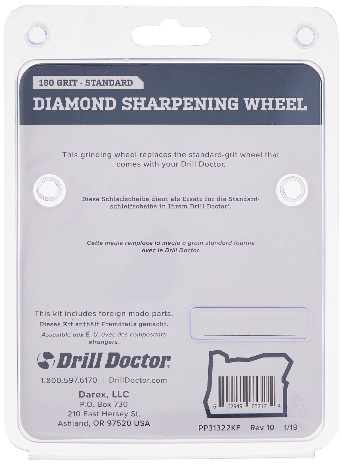 Drill Doctor diamond wheel in use sharpening a drill bit.