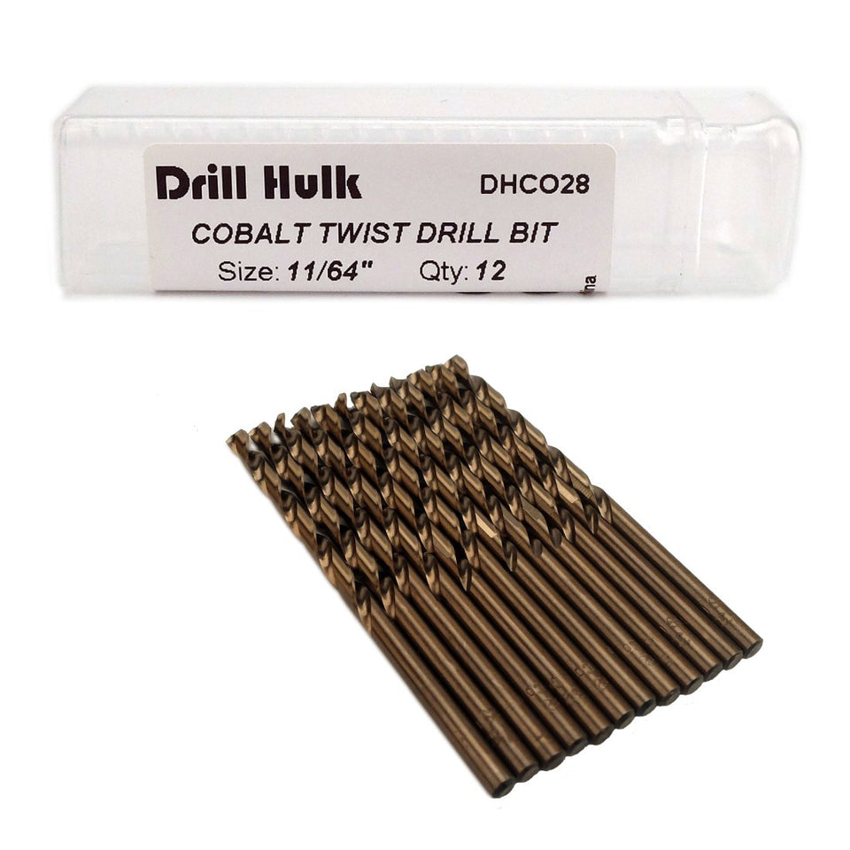 Drill Hulk 11/64 cobalt bit in case for convenient storage and ready use