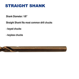 Includes 12 cobalt bits in organized carrying case for on-site projects.