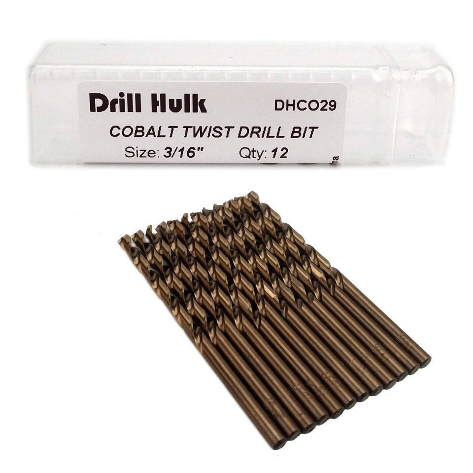Drill Hulk 3/16-inch cobalt twist bit cutting hard metal