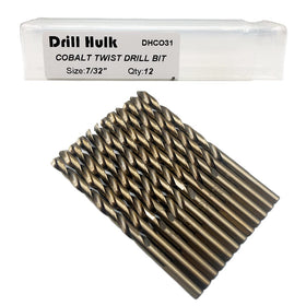 Drill Hulk 7/32-inch cobalt drill bit in case for precise metal drilling.