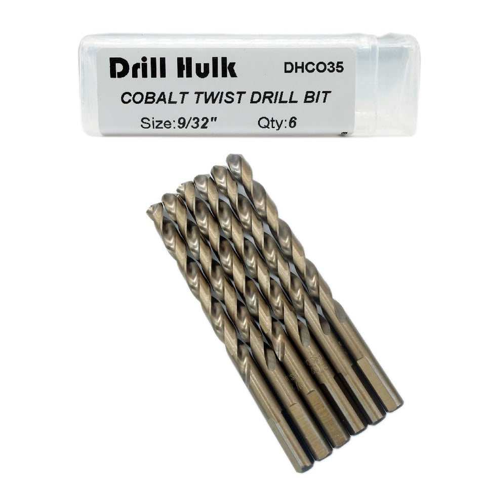 Drill Hulk 9/32 inch cobalt drill bit in a case for organized storage and quick access.