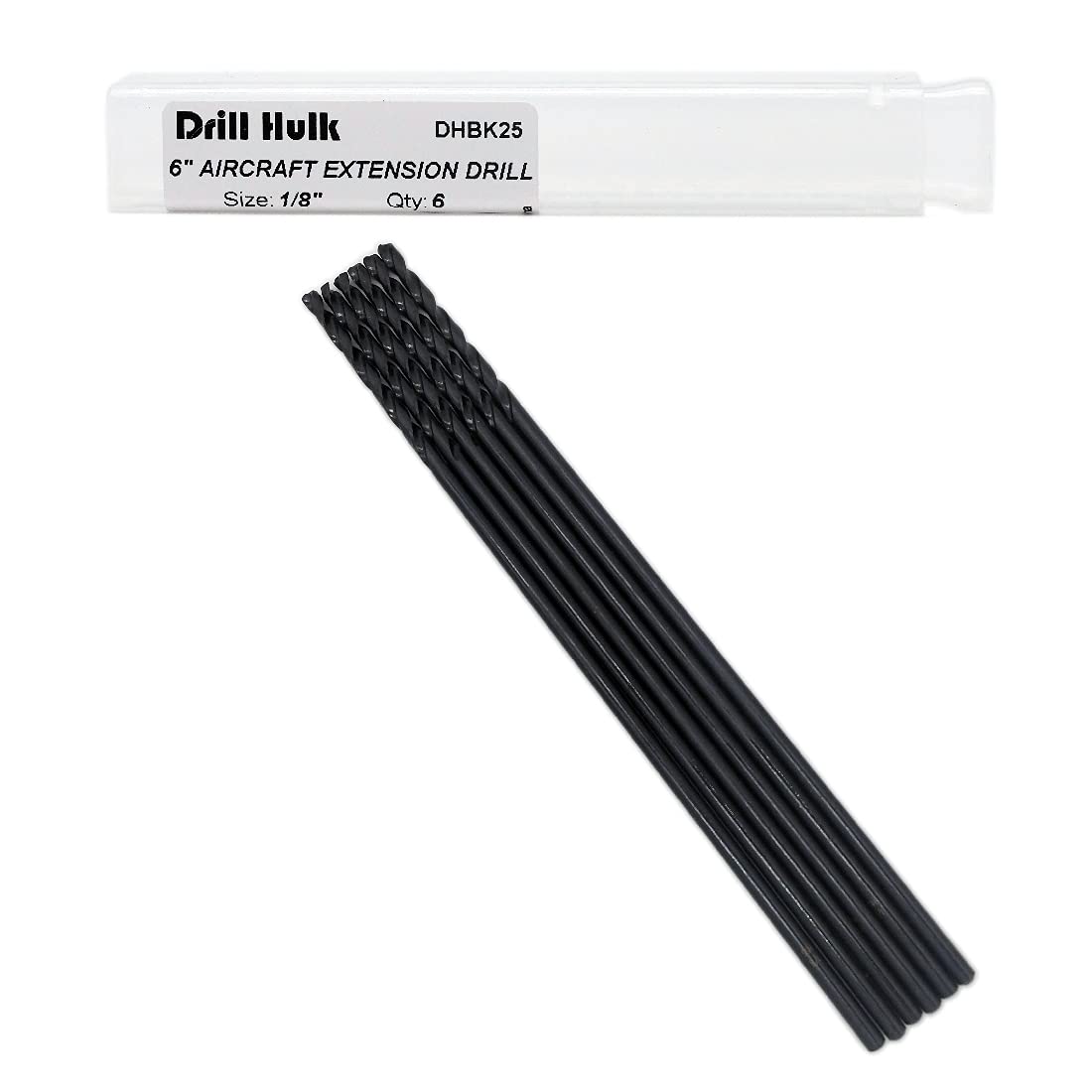 Drill Hulk aircraft extension 1/8 inch bit with 6 inch reach for deep drilling in metal, plastic, and wood