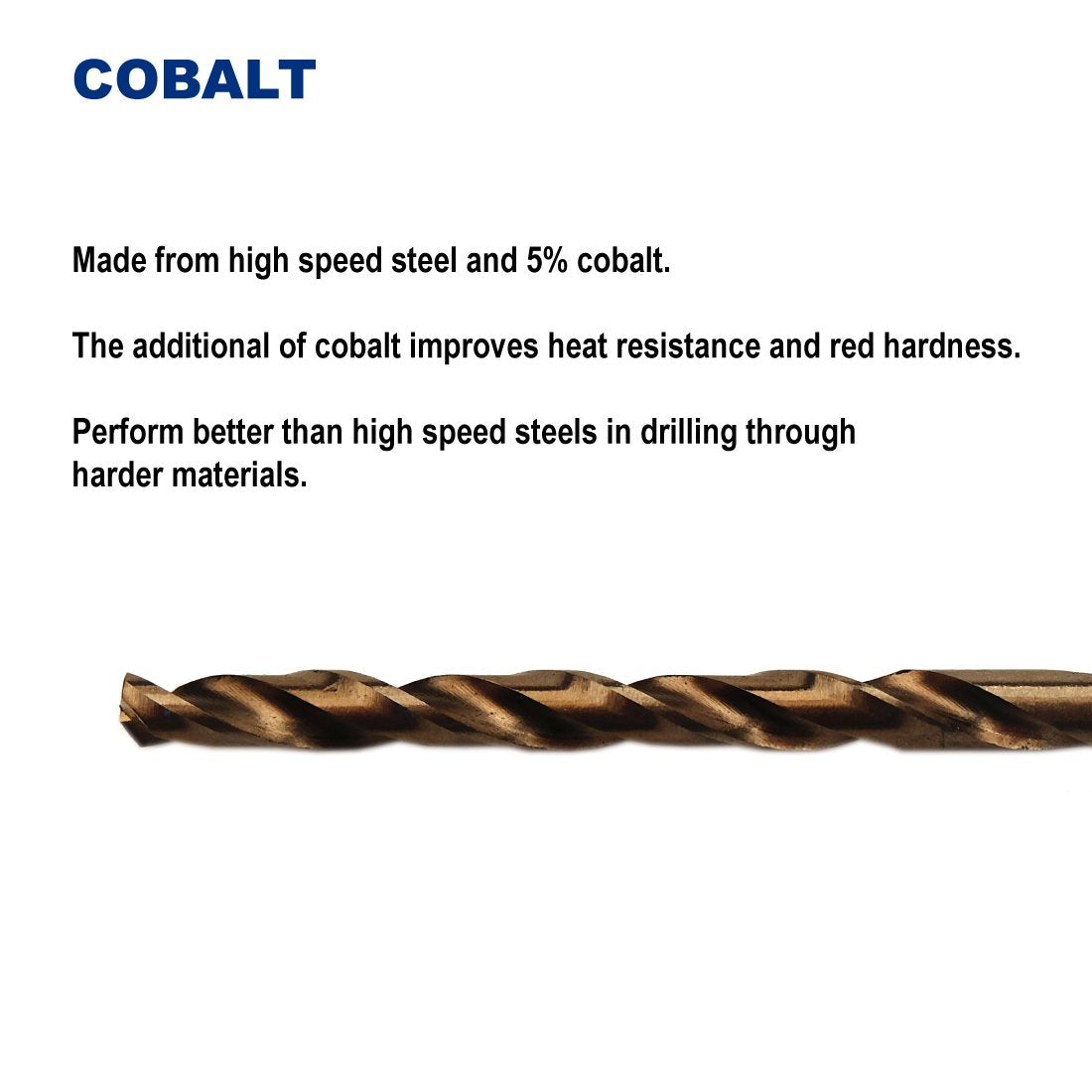 Drill Hulk cobalt bits remain sharp and can be repeatedly sharpened for extended use.