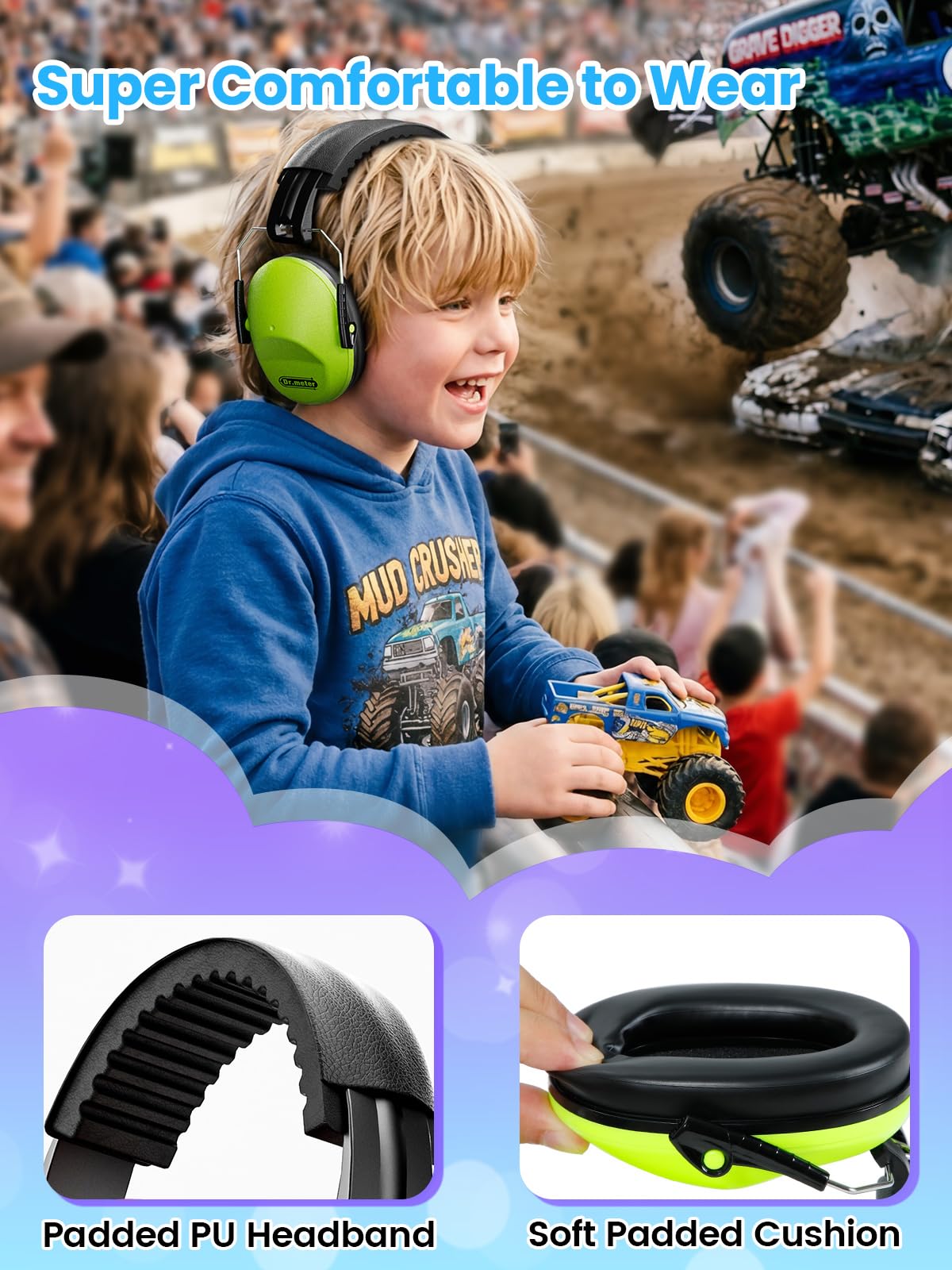 Adjustable headband fits children and adults for versatile protection.