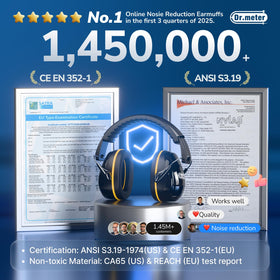 Dr.meter gun range earmuffs support safer, quieter shooting sessions.