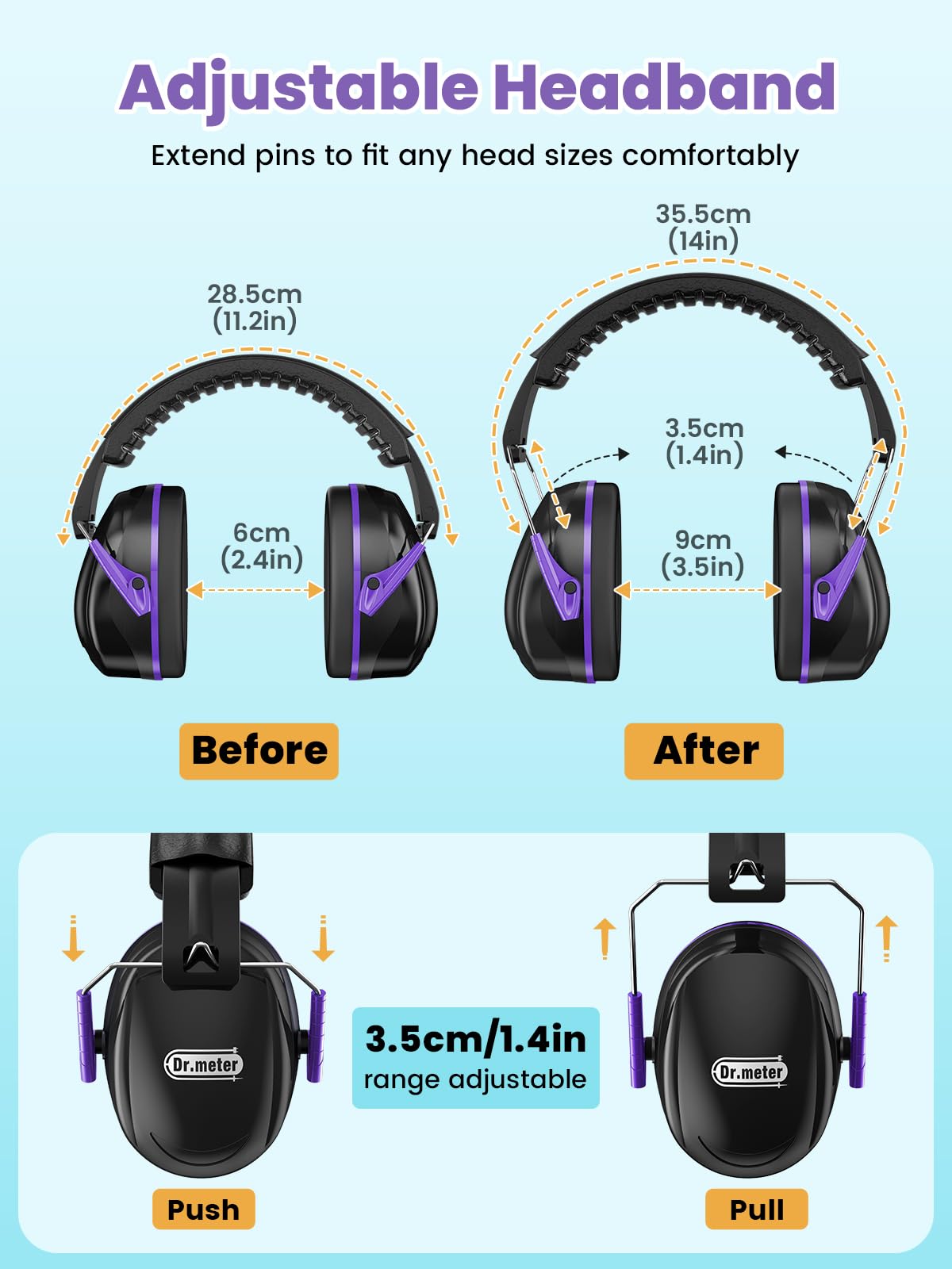 Dr.meter foldable ear protectors compact storage ideal for on-the-go use.