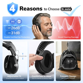 Dr.meter ear muffs provide 31dB noise reduction for loud environments.