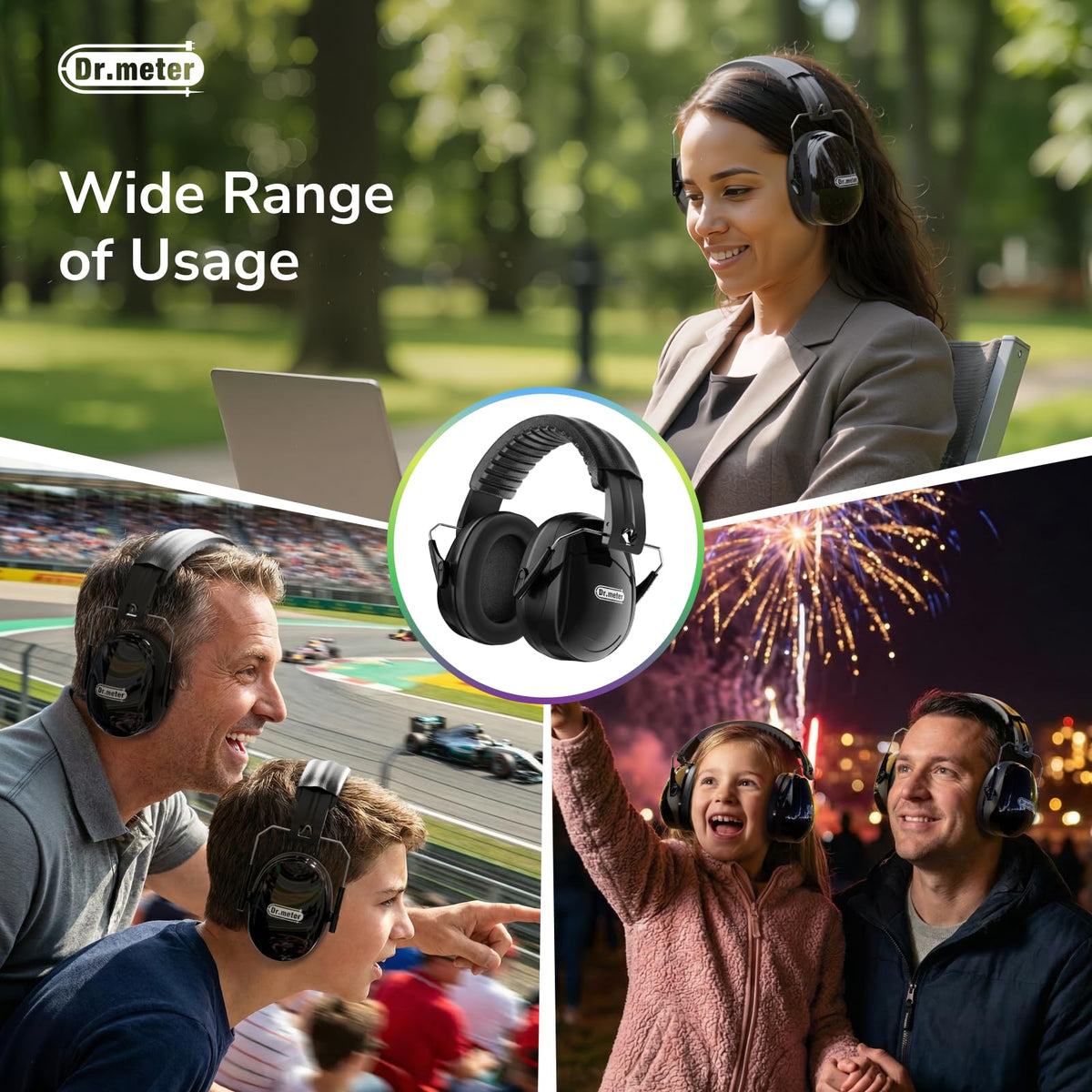Dr.meter ear muffs ANSI and CE certified for safety standards.