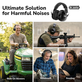 Dr.meter ear muffs PU leather padding for soft, secure comfort.