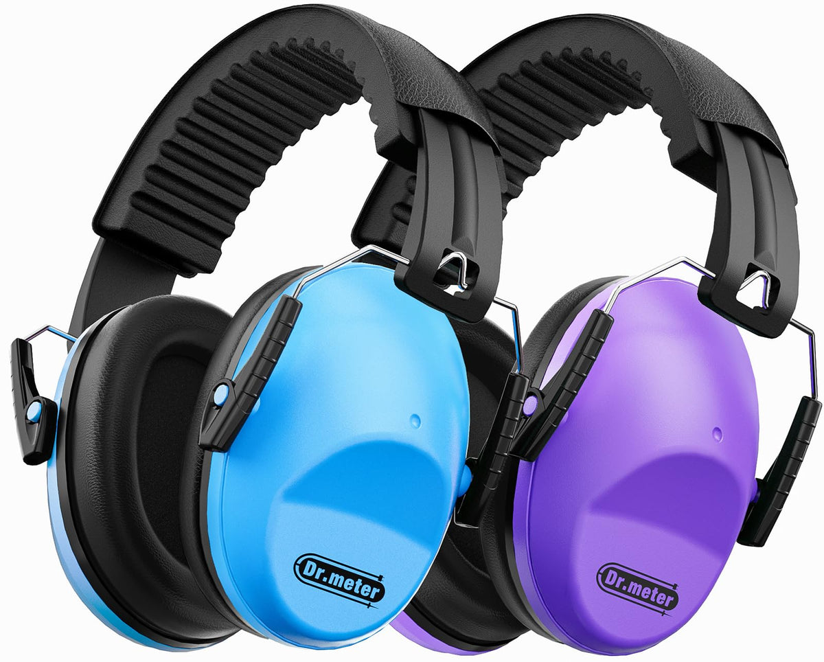 Dr.meter kids and adults ear muffs folded for easy storage and travel.
