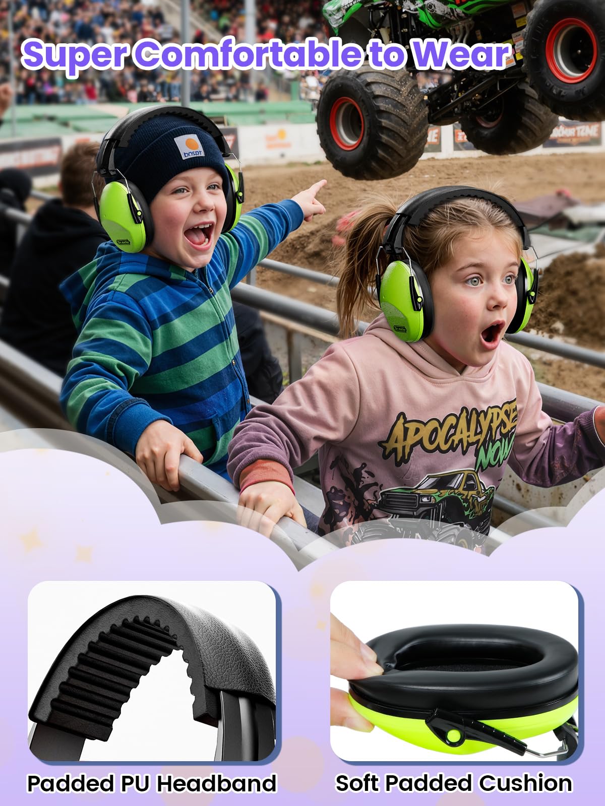 Dr.meter Kids Ear Muffs with PU leather padding delivering a breathable fit.