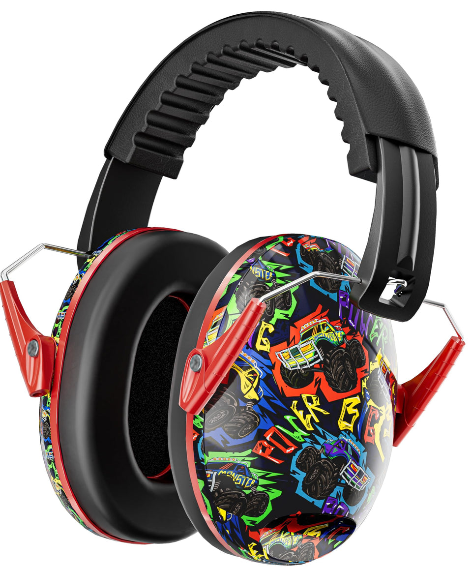 Dr.meter Kids Ear Protection earmuffs offer monster jam comfort with 27.4 dB noise reduction