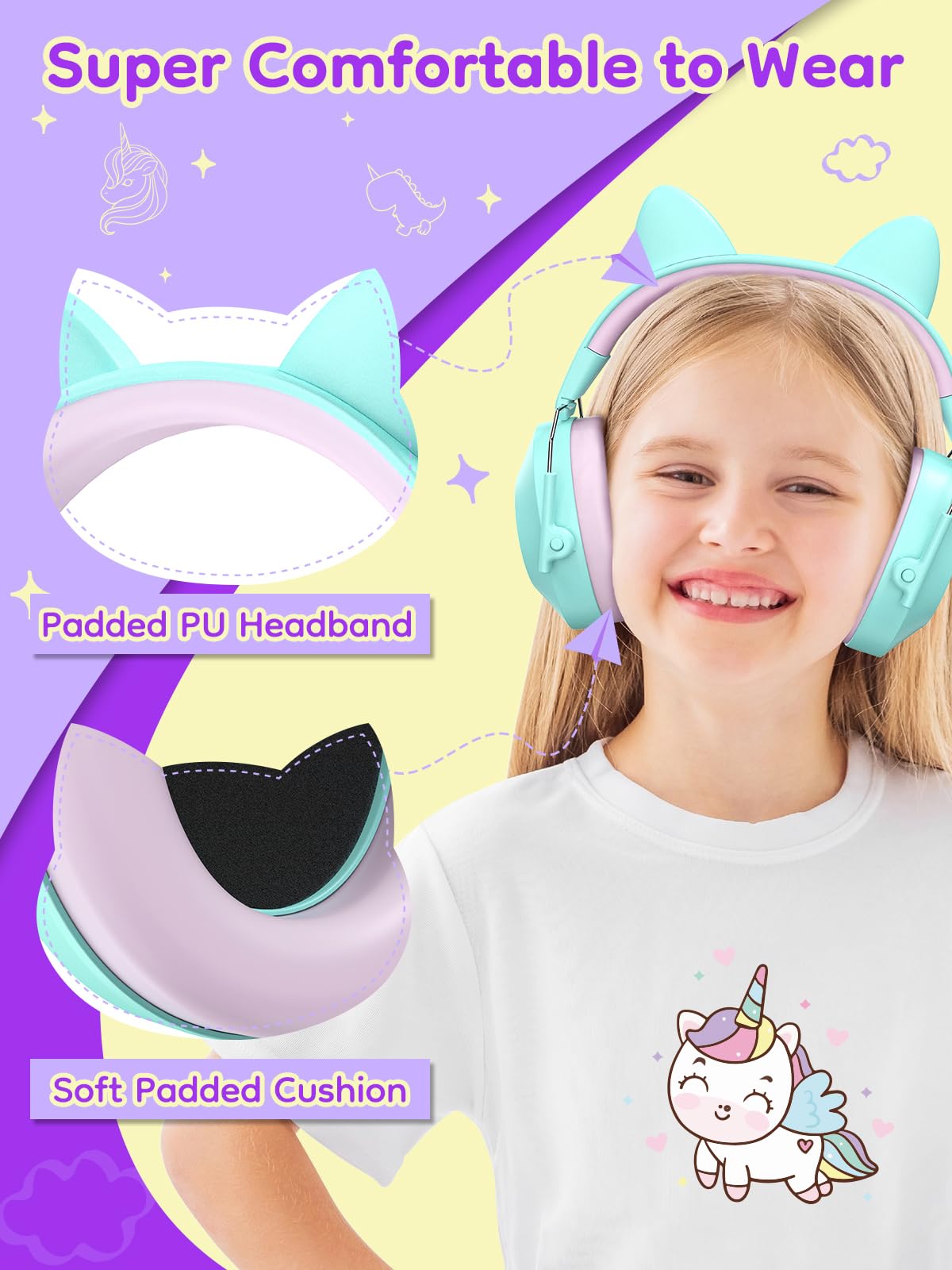 Dr.meter memory foam padding emphasizes plush comfort for sensitive ears