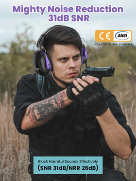 Dr.meter noise cancelling earmuff close-up highlighting memory foam comfort.
