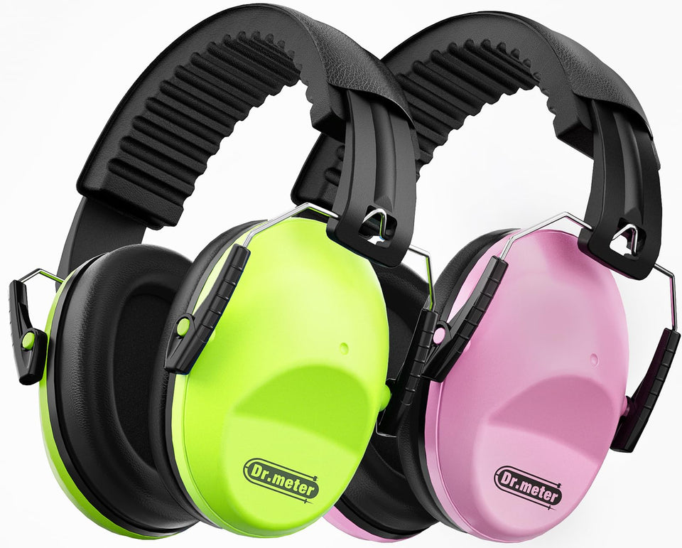 Dr.meter kids ear muffs folded for compact travel protection.