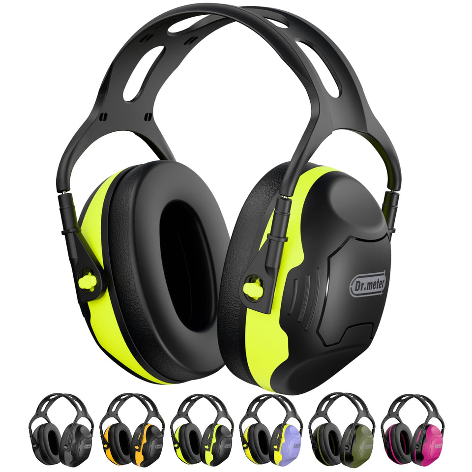 Dr.meter noise reduction ear muffs in green, versatile for daily use.