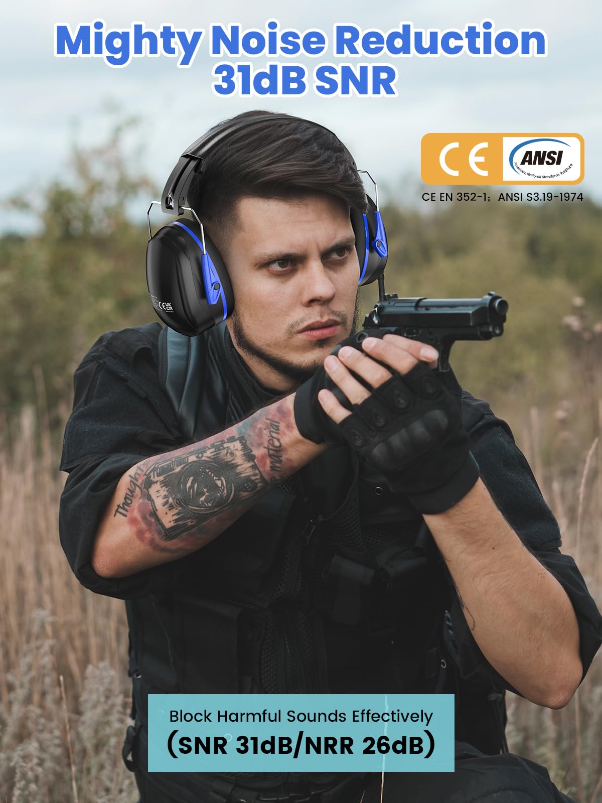 Dr.meter in use at range demonstrating protective listening features.