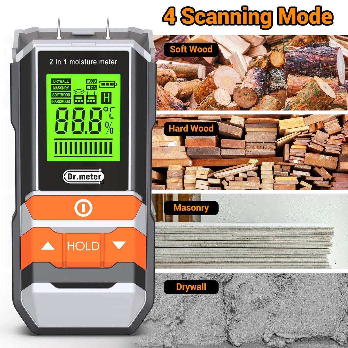 Dr.meter Reading hold function keeps measurements visible for review.