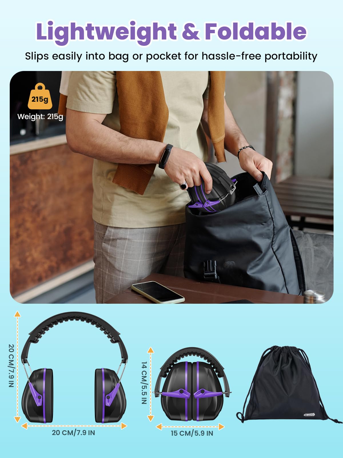 Dr.meter shooting range companion earmuffs offering reduced noise exposure.