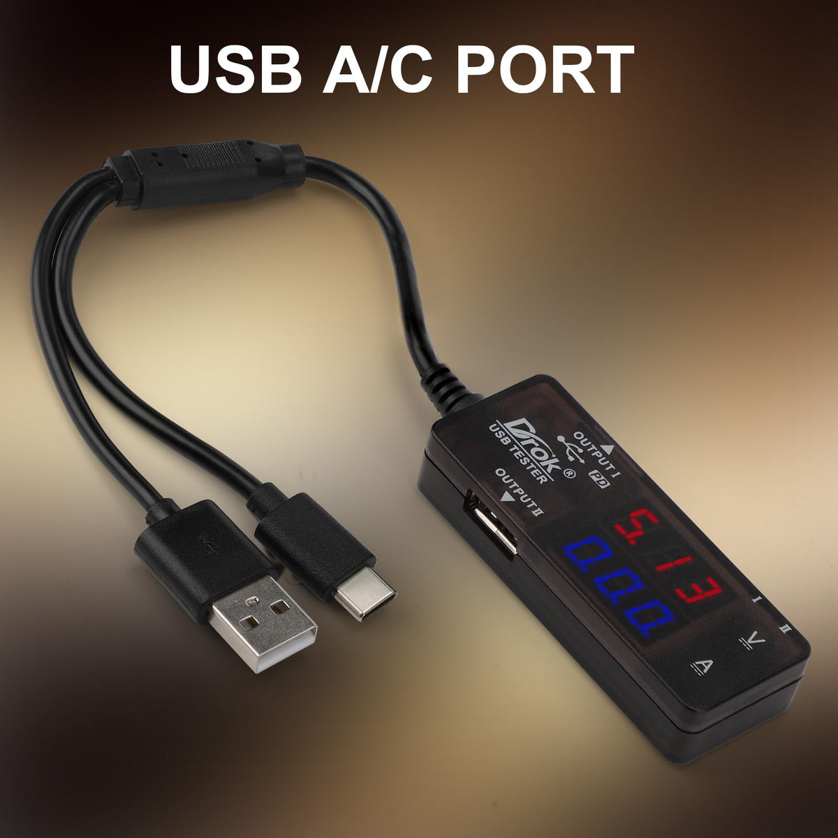 DROK USB Tester supports 3.2–30V input for varied equipment testing.