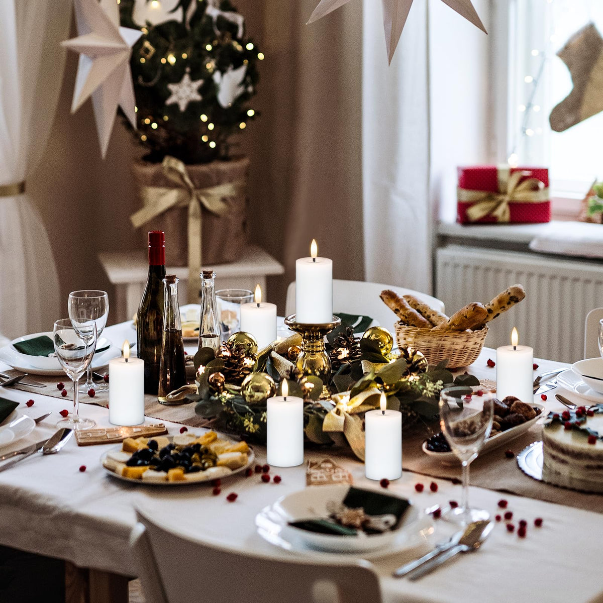 DRomance holiday table candles create warm decor for Thanksgiving and Christmas gatherings.