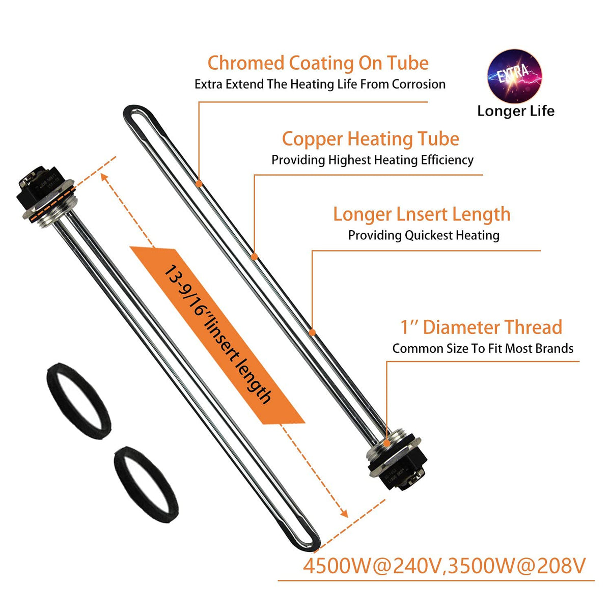 DROMIX EWH-01 chromed heating area designed for longer life