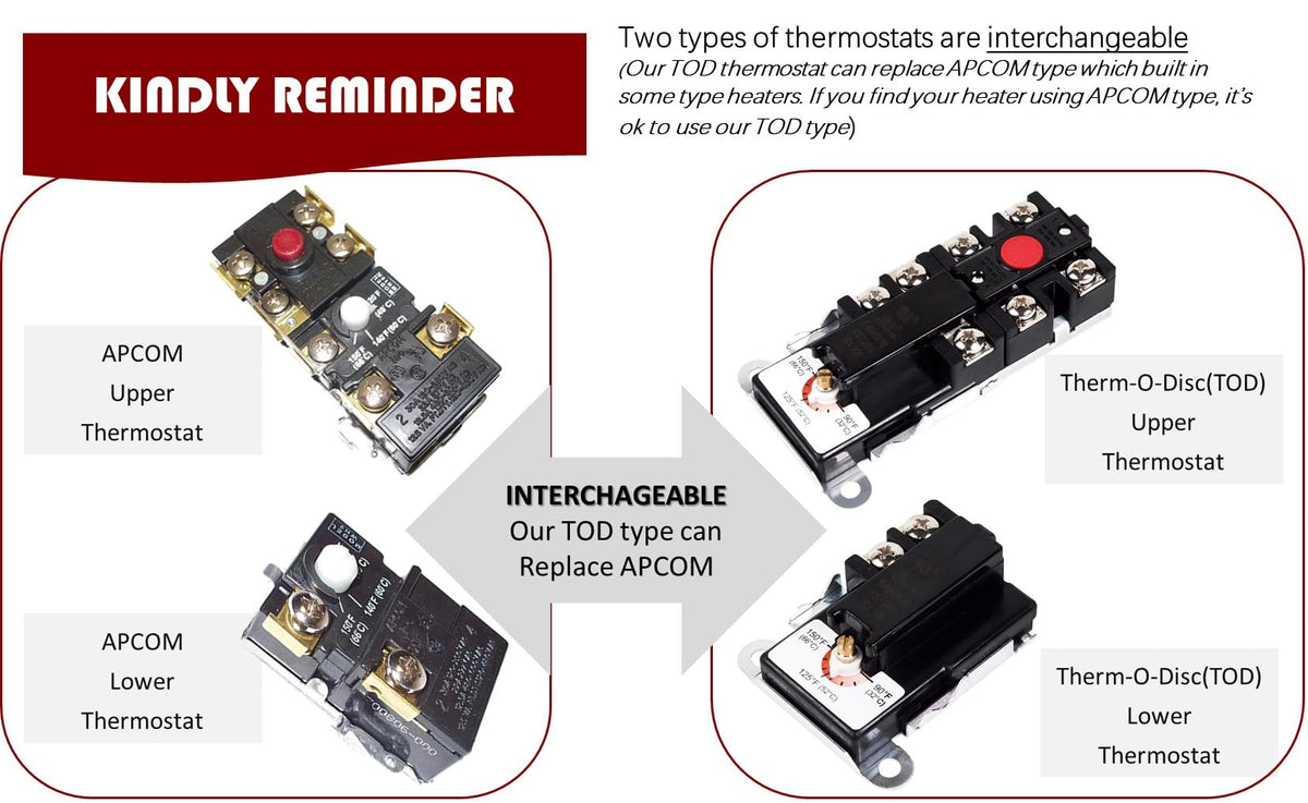 DROMIX EWH-01 lower thermostat ensuring consistent heat