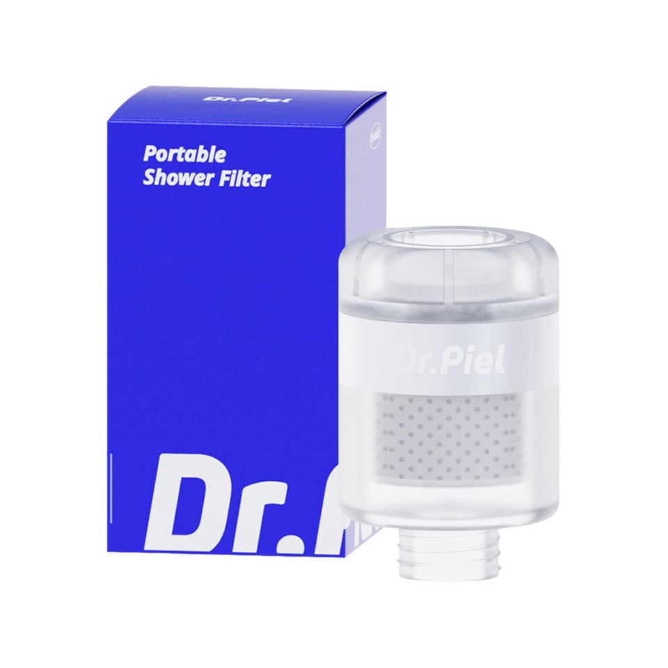 Dr.Piel travel shower filter in compact form supports portable clean water on trips.