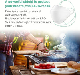 Dr.Puri KF94 quad-layer filtration shields against oil-based ash particles