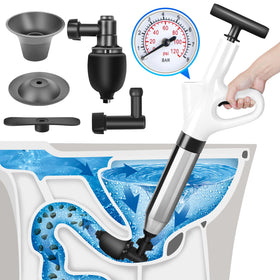 DrSnake high pressure toilet plunger with visual barometer for precise air control