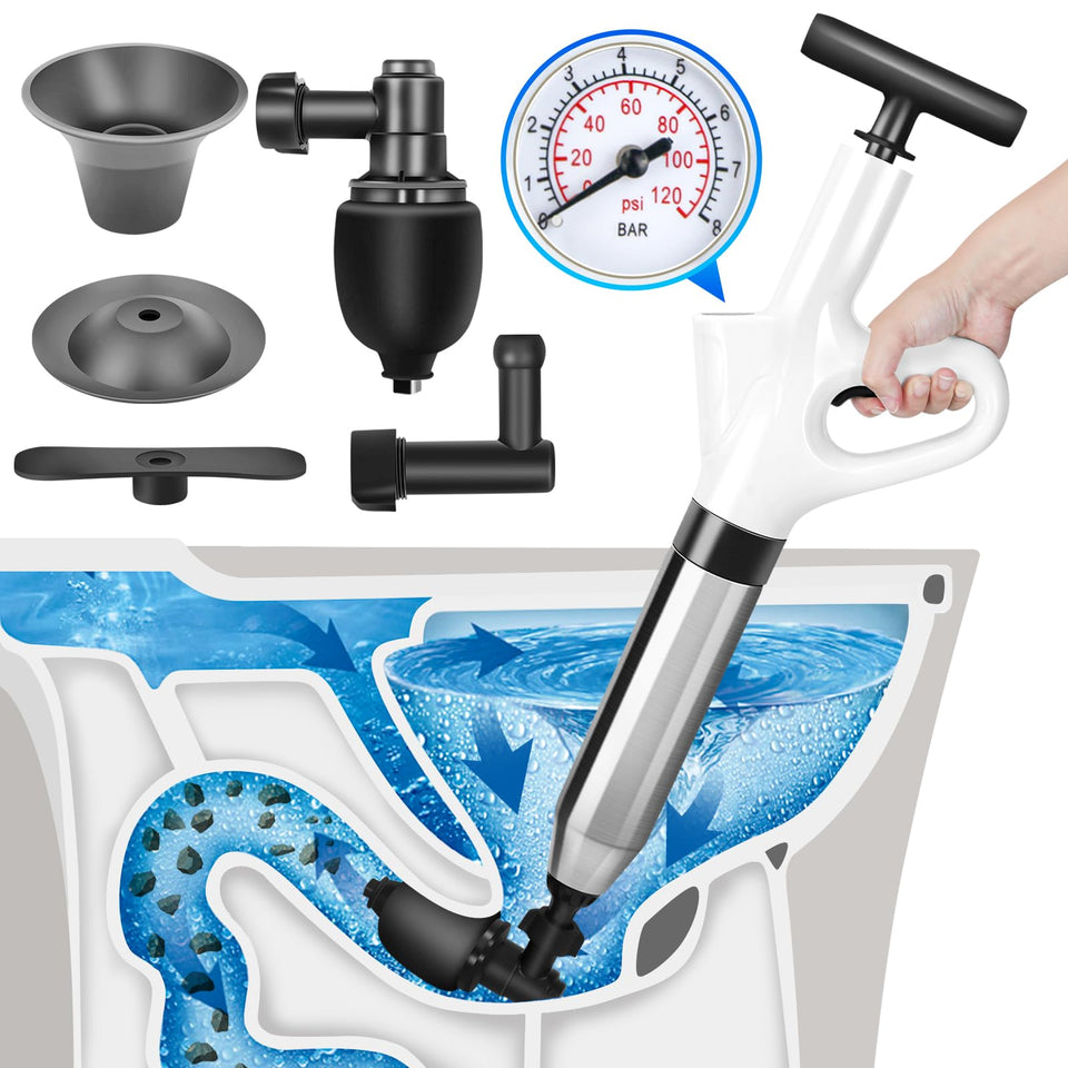 DrSnake high pressure toilet plunger with visual barometer for precise air control