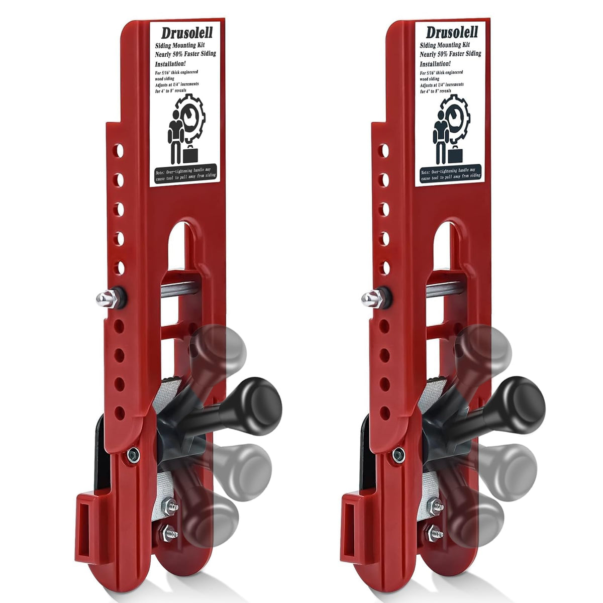 Drusolell red polycarbonate siding tool ready for precise alignment