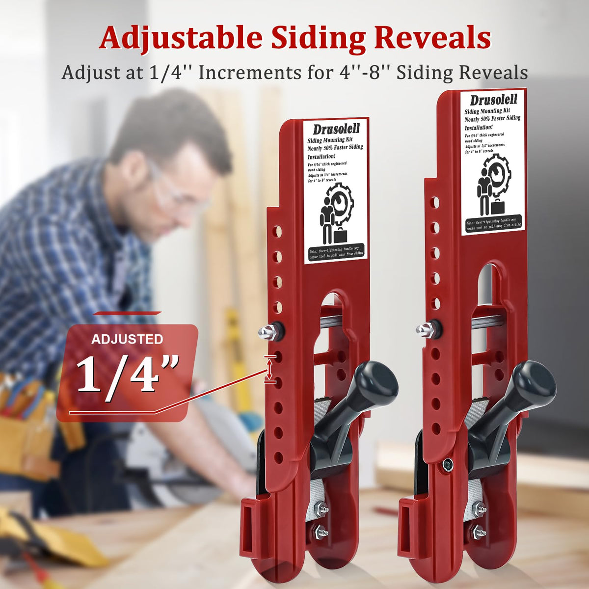 Rubber-padded locking grip protects siding during use