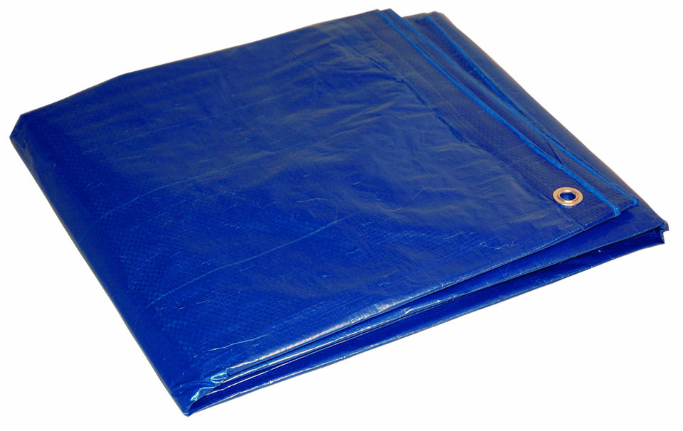 Dry Top blue tarp 20x30 detail shows durable weave for weatherproofing.