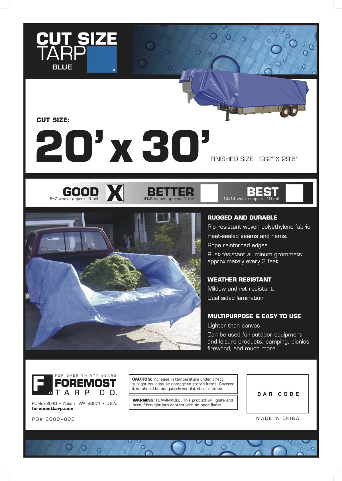 Dry Top blue tarp in use protects gear during outdoor projects.