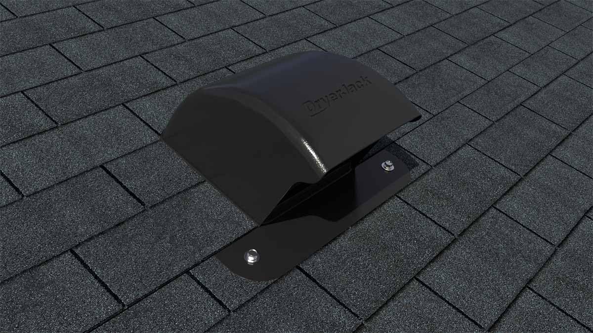 DryerJack low-profile vent damper close-up showing curved damper for optimized airflow