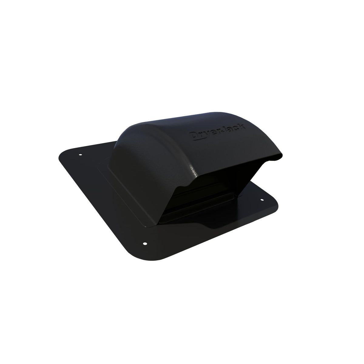 DryerJack exterior view of the low-profile roof vent with roof neck, sleek black finish for efficient exhaust