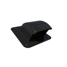 DryerJack exterior view of the low-profile roof vent with roof neck, sleek black finish for efficient exhaust