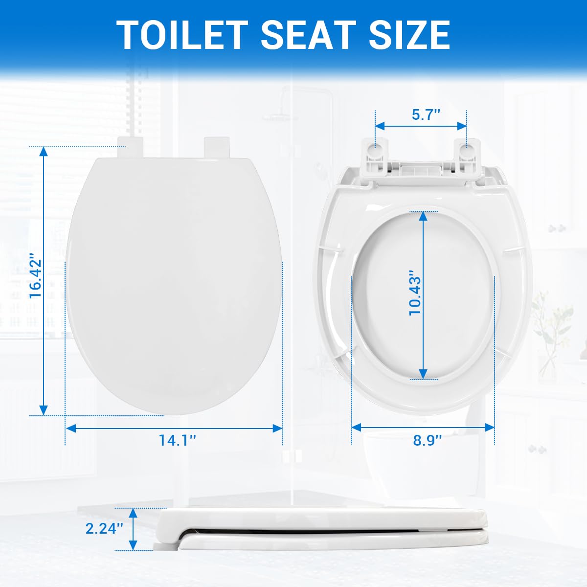 DryLabs elongated toilet seat supports up to 400 lbs for sturdy daily use